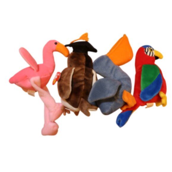 Vintage TY Bird Lot 1990s Pinky (95) Scoopy (96) Wise (97) Jabber (97) MWMT - Picture 2 of 13